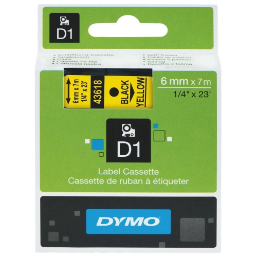 Cinta Dymo 6mmx7m negro sobre amarillo
