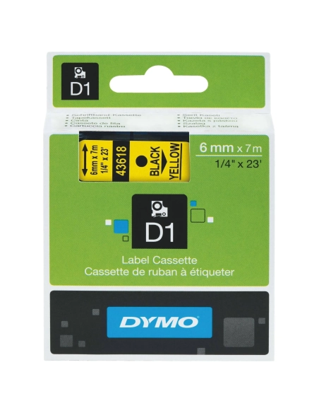 Cinta Dymo 6mmx7m negro sobre amarillo