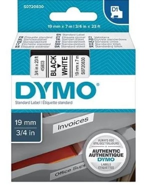Cinta Dymo 19 mmx7m negro sobre blanco