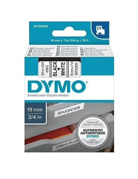 Cinta Dymo 19 mmx7m negro sobre blanco