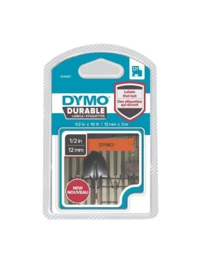 Cinta Dymo durable 12mmx3m negra sobre naranja