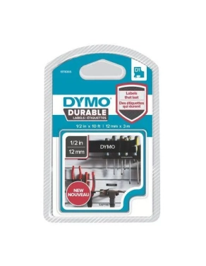 Cinta Dymo durable 12mmx3m blanco sobre negro