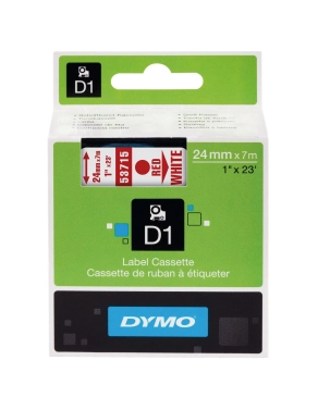 Cinta Dymo 24mmx7m rojo sobre blanco