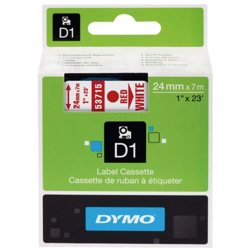 Cinta Dymo 24mmx7m rojo sobre blanco