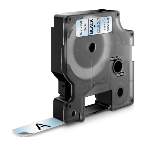 Cinta Dymo 12mmx7m negra sobre transparente