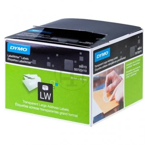 Etiquetas dymo transparentes LW 99013 negro sobre transparente