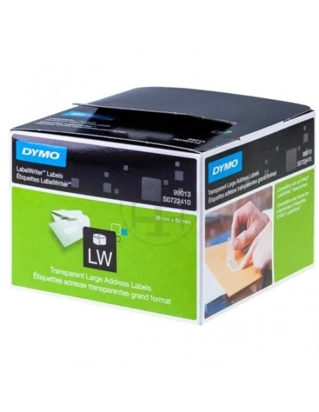 Etiquetas dymo transparentes LW 99013 negro sobre transparente