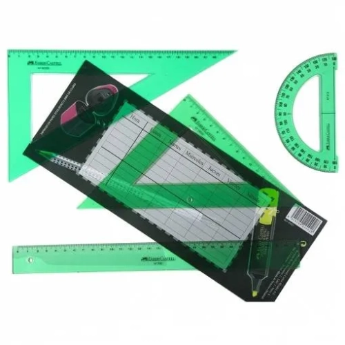 Estuche dibujo escolar de reglas 4 piezas Faber Castell