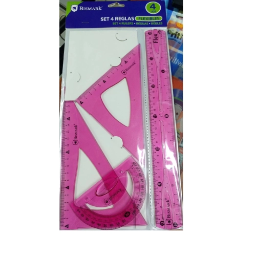 Juego escolar cartabon escuadra regla y semicirculo Bismark