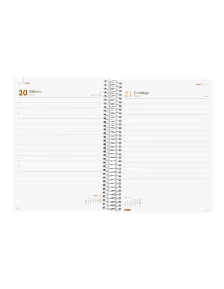 Agenda anual espiral finocam Year E10 día pagina azul