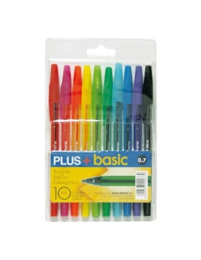 Bolsa de 10 boligrafos de colores Office Plus Basic con tapa