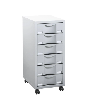 Cajonera metalica con ruedas 6 cajones Izo gris