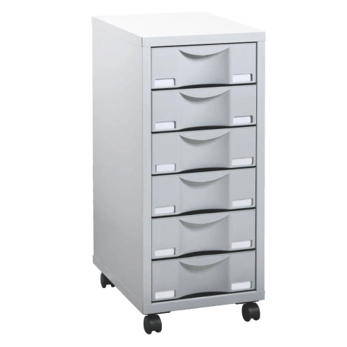 Cajonera metalica con ruedas 6 cajones Izo gris