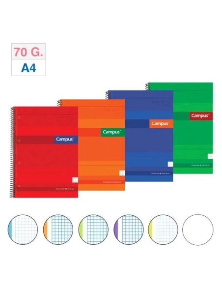Cuaderno espiral tapa extradura 70 gramos 160 hojas blancas