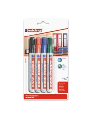 Bolsa 4 rotuladores permanente Edding 3000