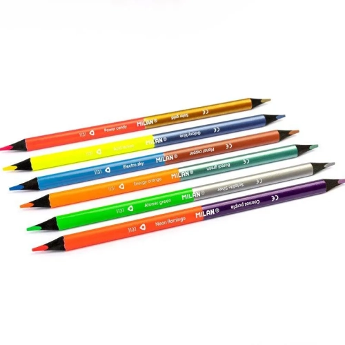 Lapices Milan bicolor Fluo metal madera negra caja 6 unidades