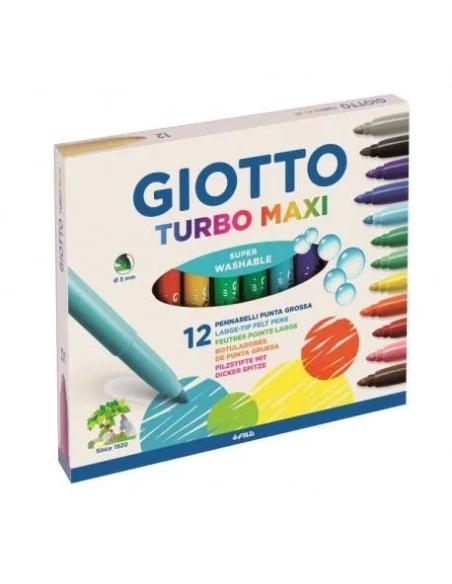 Rotuladores Giotto turbo maxi caja de 12 colores surtidos