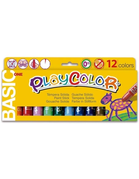 Tempera solida escolar One Basic Playcolor 12 colores