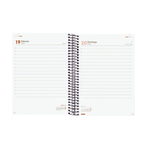 Agenda anual finocam Opaque E10 dia pagina verde