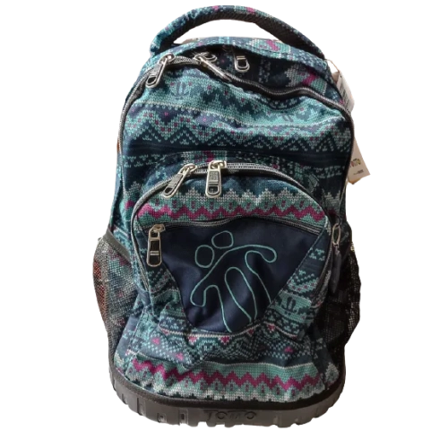 Mochila escolar con ruedas renglones Etnia azul Totto