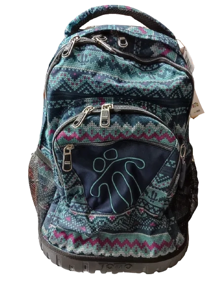 Mochila escolar con ruedas renglones Etnia azul Totto