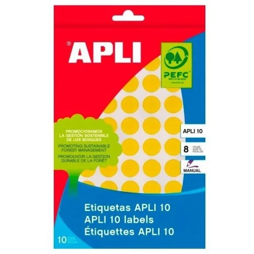 Gomets redondos Apli 13 mm amarillos