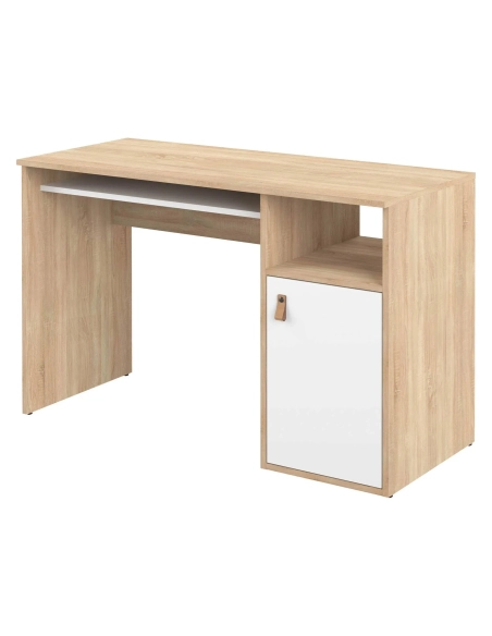 Mesa escritorio 115cm roble puerta color blanca