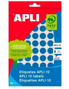 Gomets redondos Apli 13mm azules