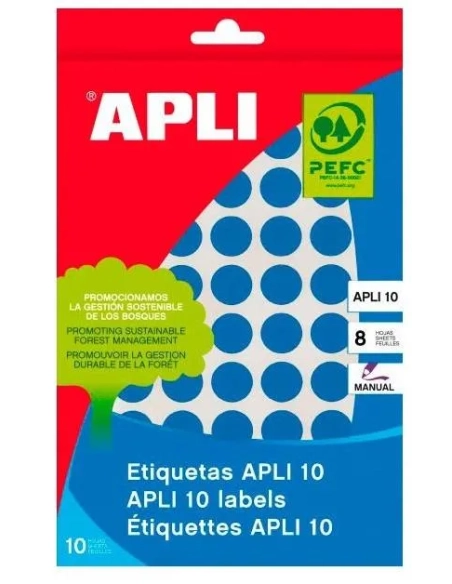 Gomets redondos Apli 13mm azules