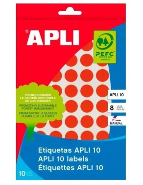 Gomets redondos Apli 13mm rojos