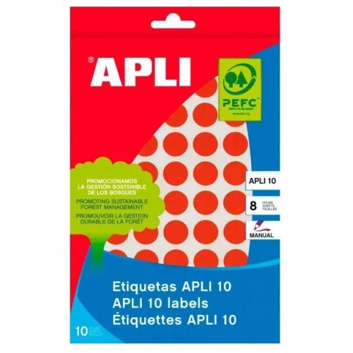 Gomets redondos Apli 13mm rojos