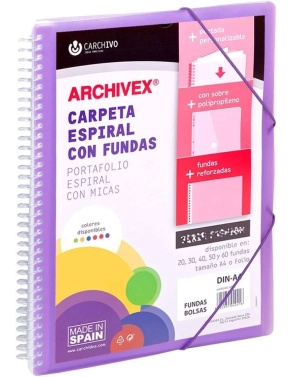 Carpeta personalizable 40 fundas espiral cierre gomas