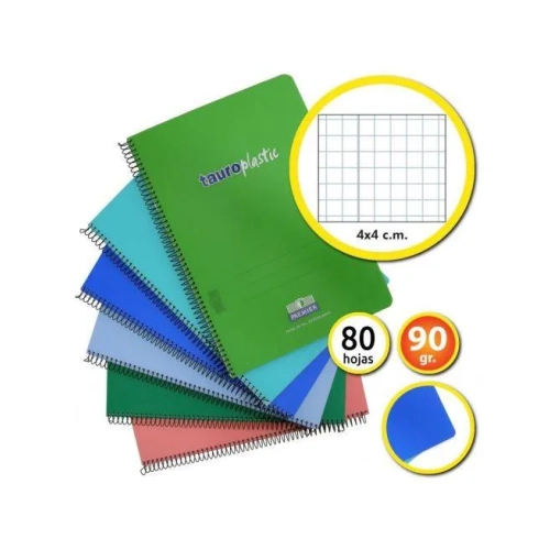Cuaderno folio TauroPlastic Premier 80h 90grms cuadriculado