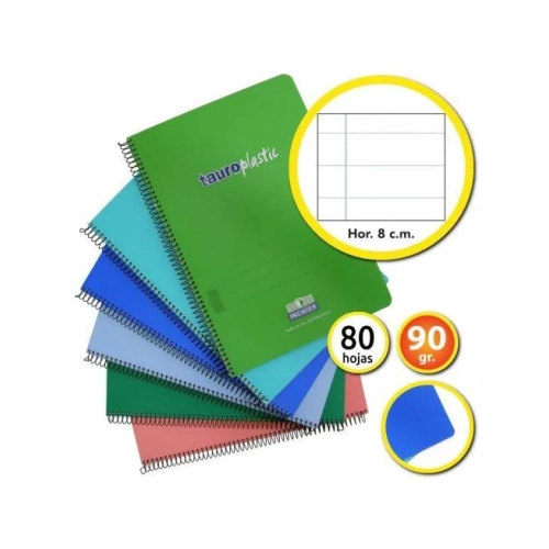 Cuaderno folio TauroPlastic Premier 80h 90grms rallado