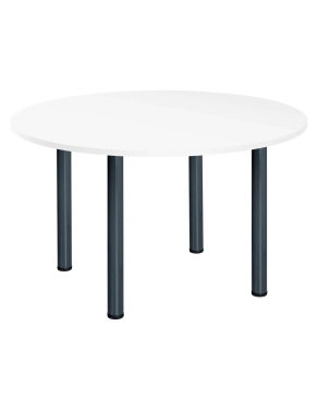 Mesa redonda 120blanca 4 patas tubo metálico color antracita