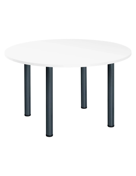 Mesa redonda 120blanca 4 patas tubo metálico color antracita