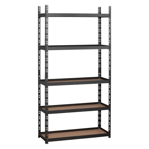 Estanteria metálica 192 cm con estantes madera con borde