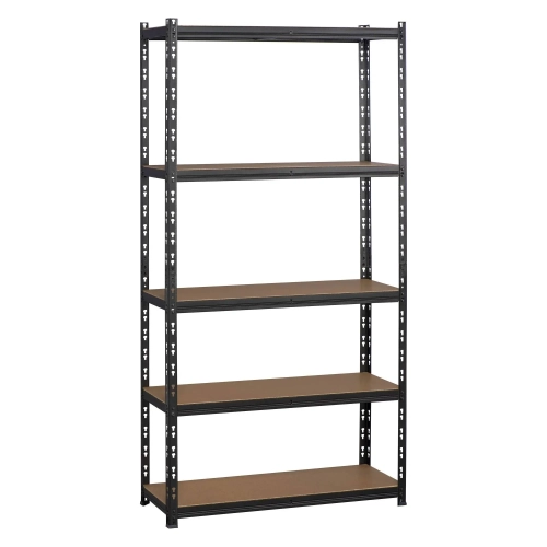 Estanteria metálica 192 cm con estantes madera sin borde