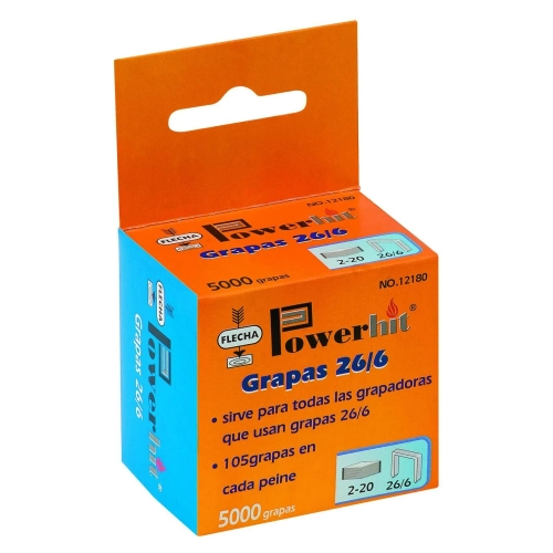 Caja 3000 grapas flecha 25/10 galvanizadas 60 hojas