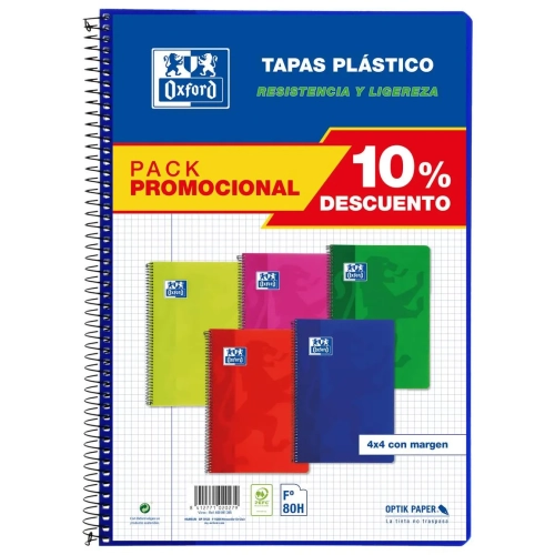 Cuaderno Oxford folio clásico tapa plástica colores vivos
