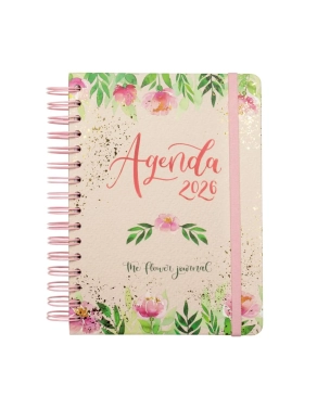 Agenda anual Finocam Flower E10 dia pagina rosa