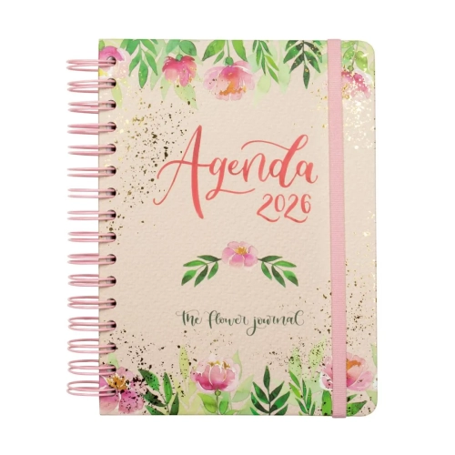 Agenda anual Finocam Flower E10 dia pagina rosa