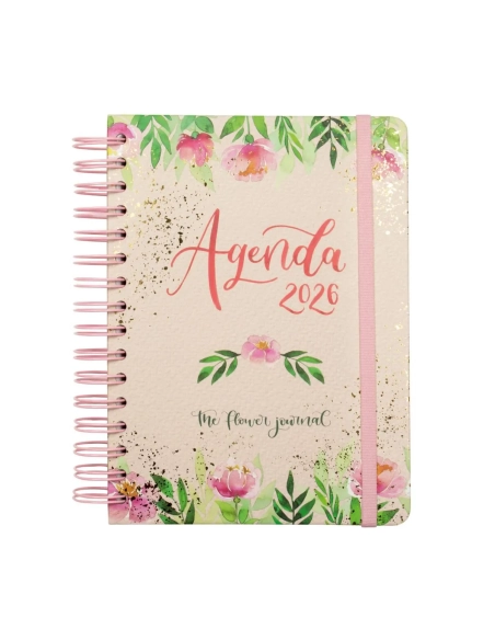 Agenda anual Finocam Flower E10 dia pagina rosa
