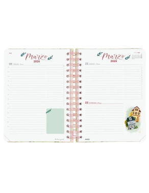 Agenda dia pagina flower rosa