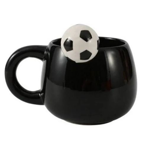 Taza ceramica iTotal con baloón de futbol negra