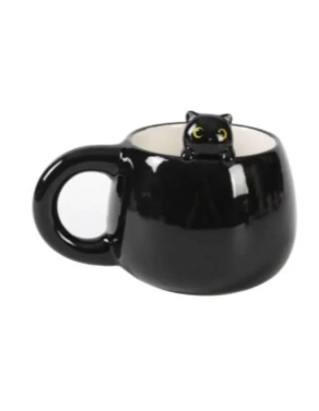 Taza ceramica iTotal con asa gato negra