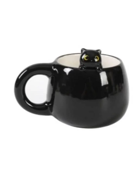 Taza ceramica iTotal con asa gato negra