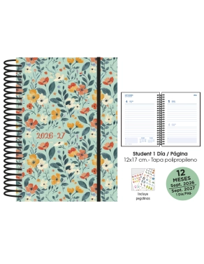 Agenda escolar Flowers Senfort