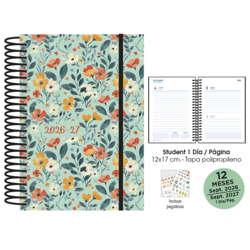 Agenda escolar Flowers Senfort