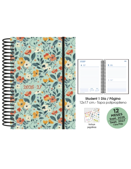 Agenda escolar Flowers Senfort